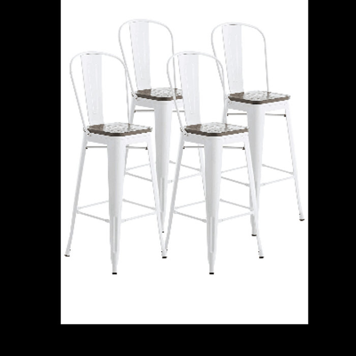 Barstool White Wood Seat