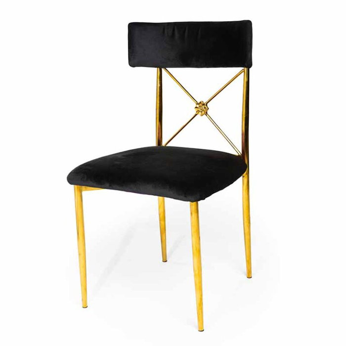 Dining Chair Velvet Black Floral