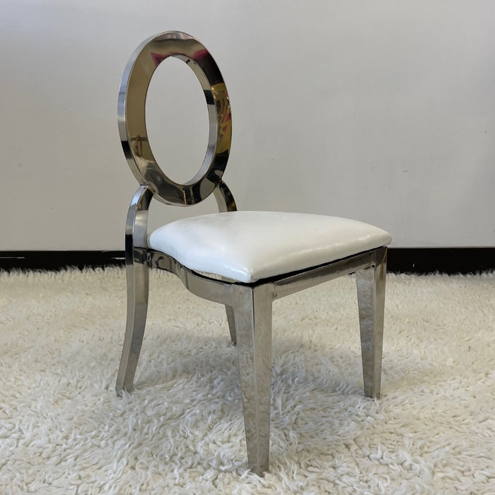 Kids Silver Halo Chair with White Leather Cushion