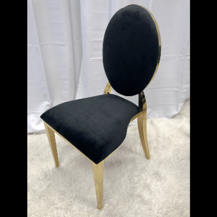 Modern Steel Gold with Black Velvet Cushion Banquet Chair