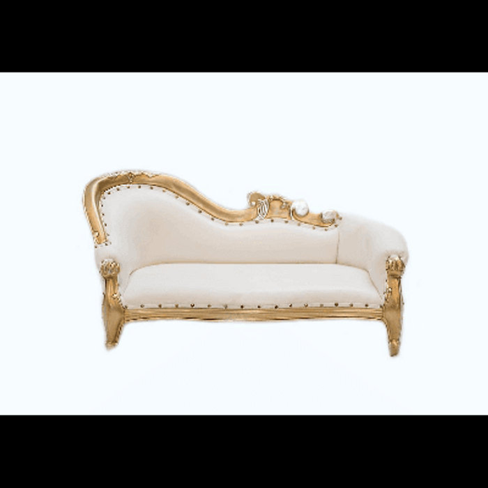 Throne Baby Chaise Lounge Higher Side White with Gold Trim